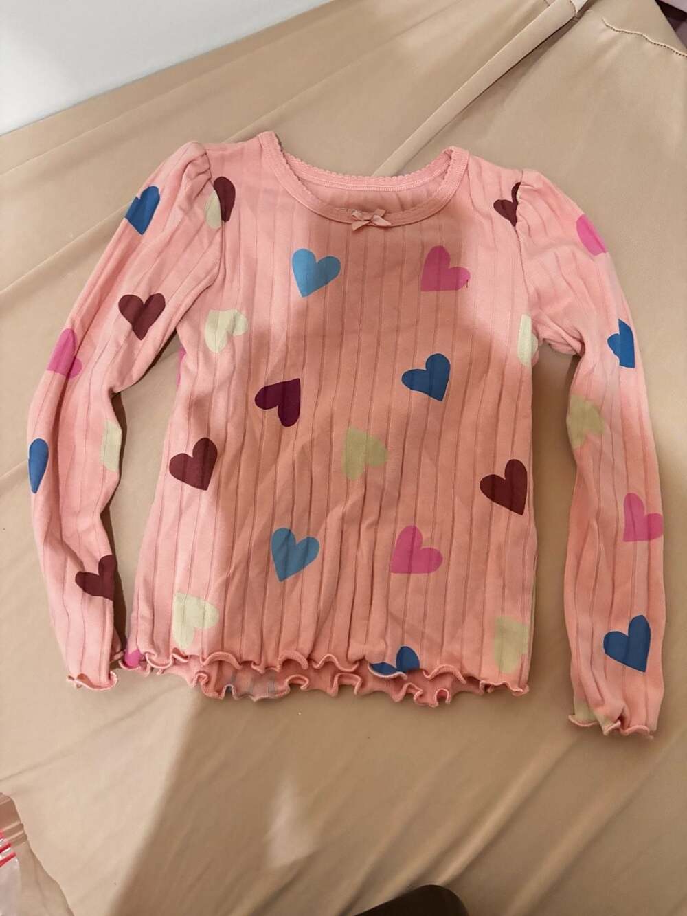 365 Kids From Garanimals Print Rib T-Shirt Size 5 Pink Hearts